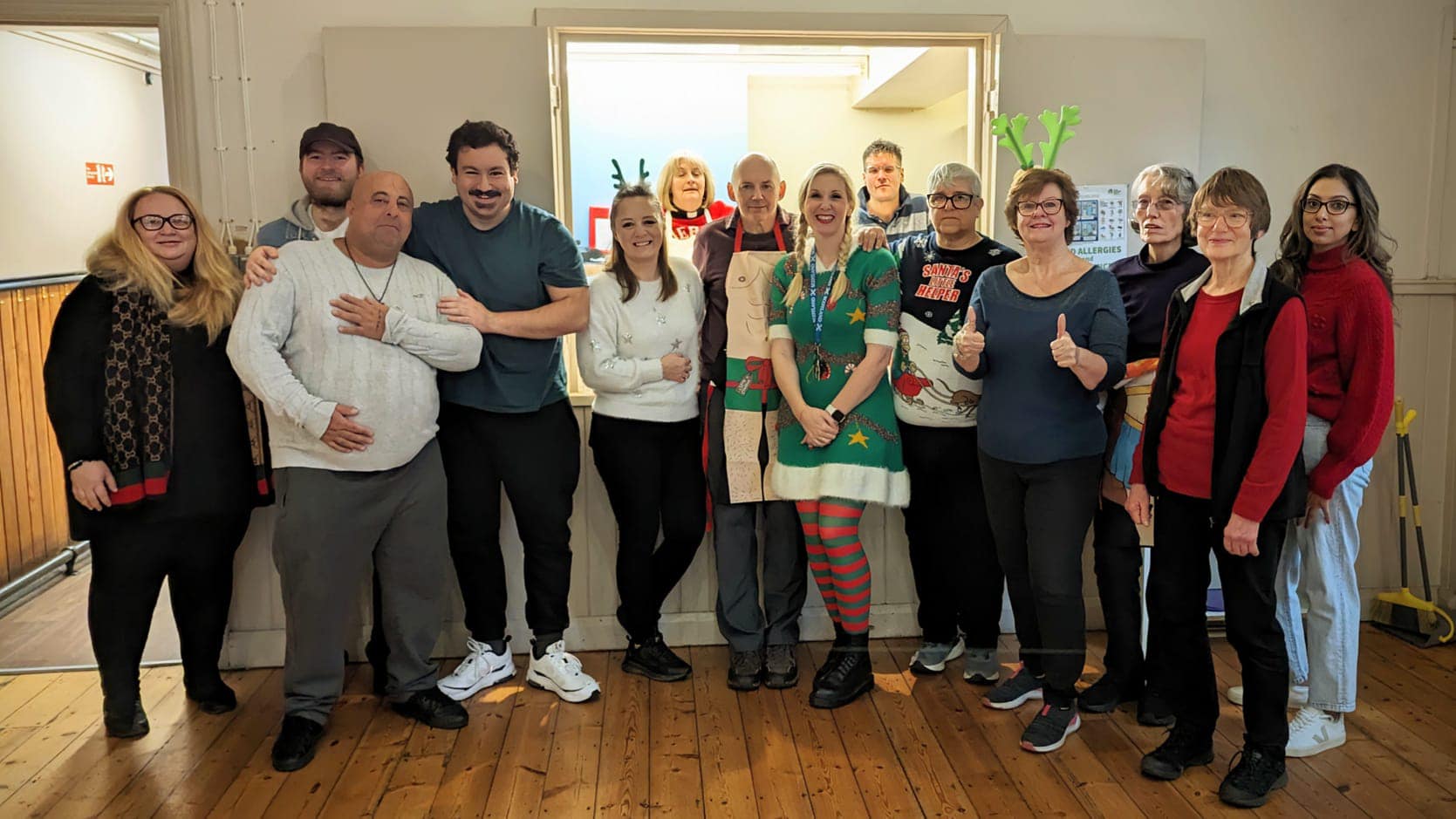 Volunteers serving food